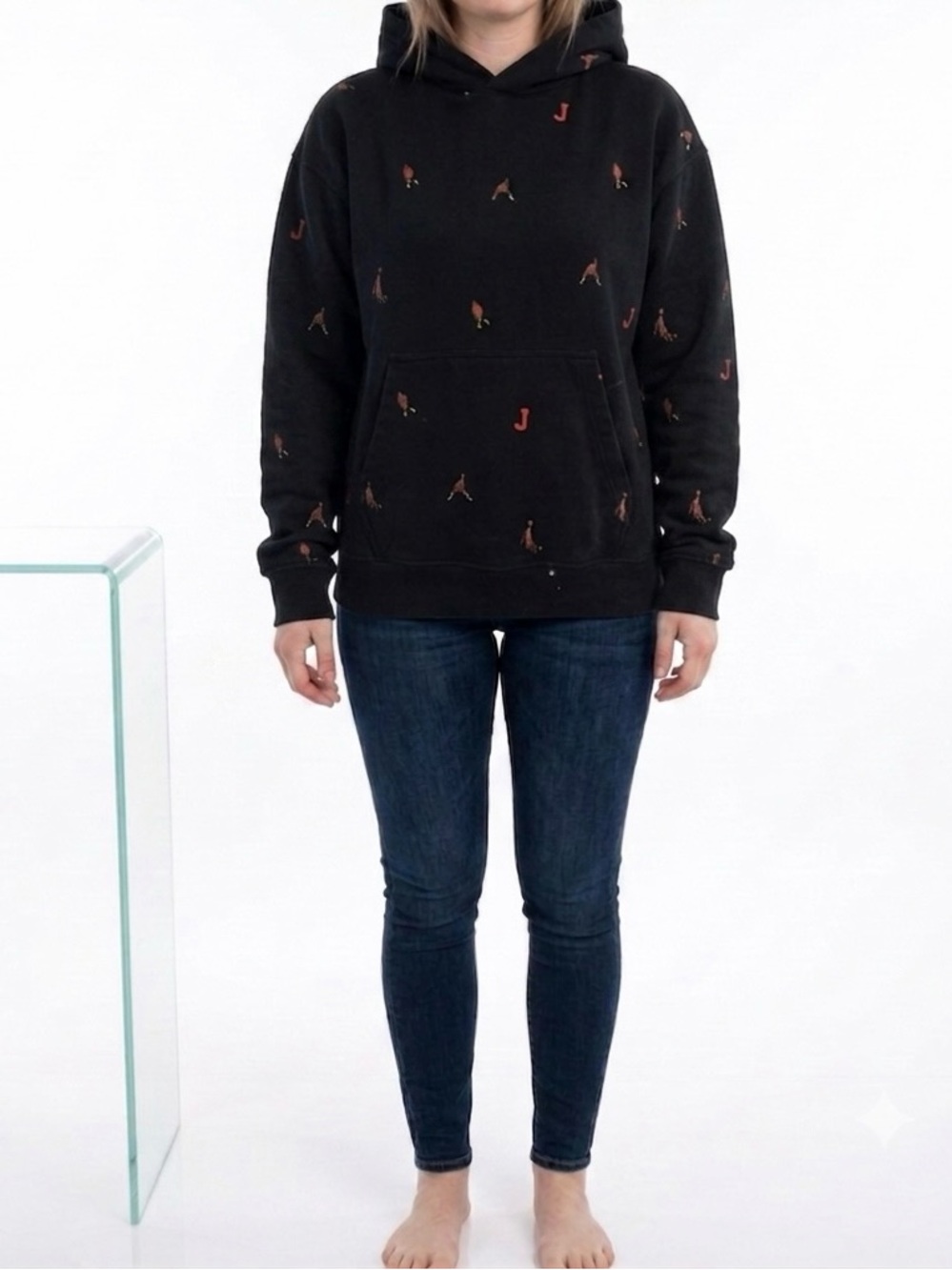 Jordan Black Hoodie with Red Jumpman Logo and Red Accents